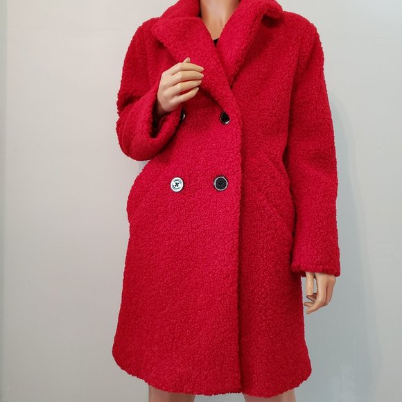 NWT Kenneth Cole Red Teddy Coat.